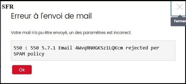 SFR, Msg Rejected per SPAM policy SFR, Msg Rejected per SPAM policy